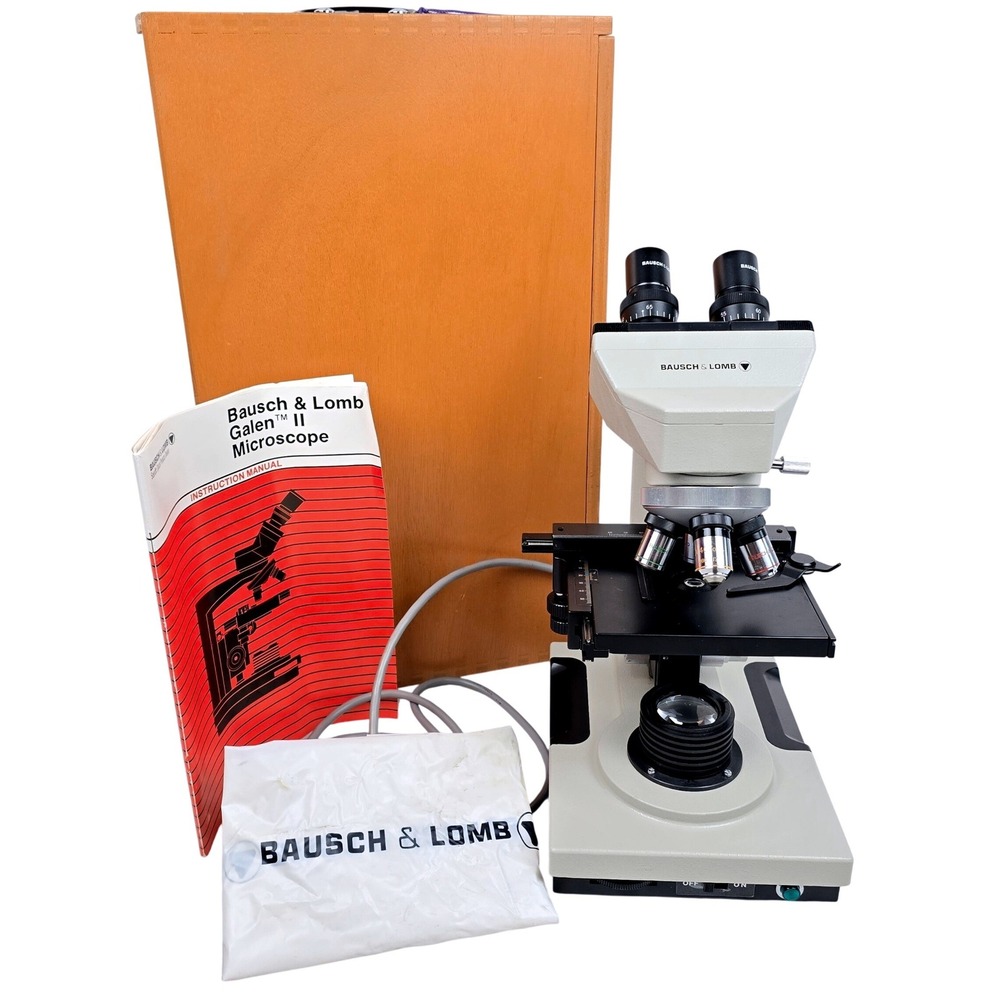 Vintage Bausch & Lomb Galen II Compound Microscope, circa 1980s, Made in Japan.